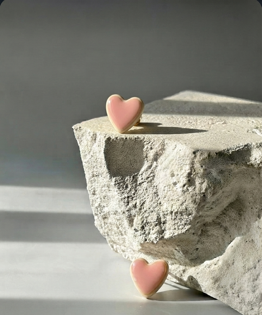 Pink Heart Earring