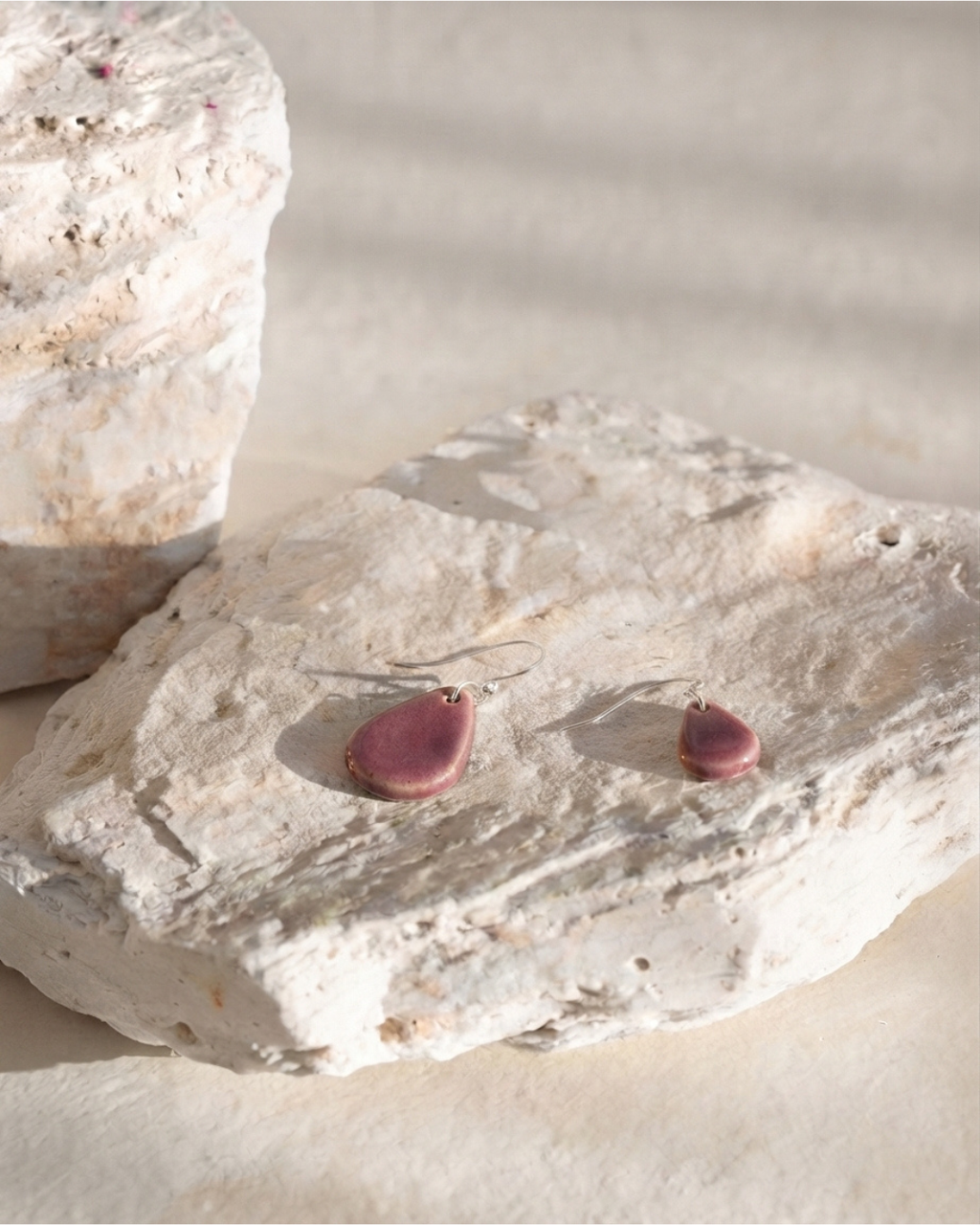 Asymmetrical Teardrop Earrings - Purple