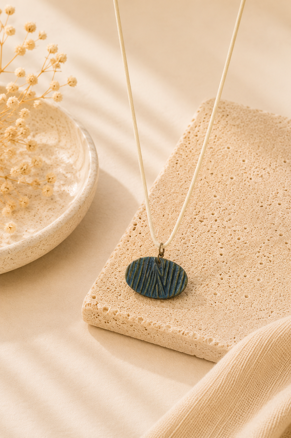 Bluish Bamboo Ethnic Necklace