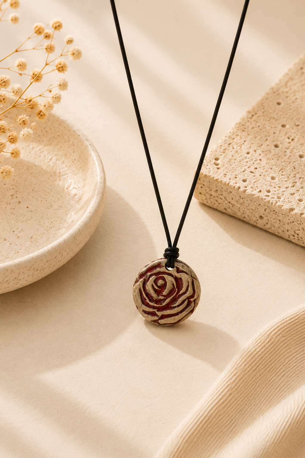 Red Rose Pendant Necklace