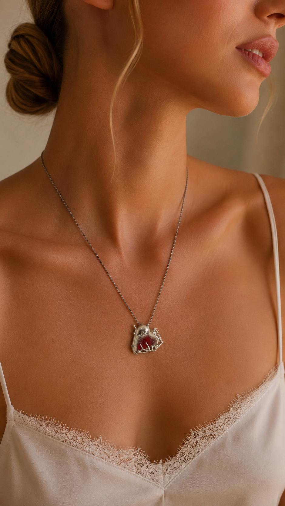 Necklace with Scarlet Heart Pendant