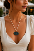 Bluish Bamboo Ethnic Necklace